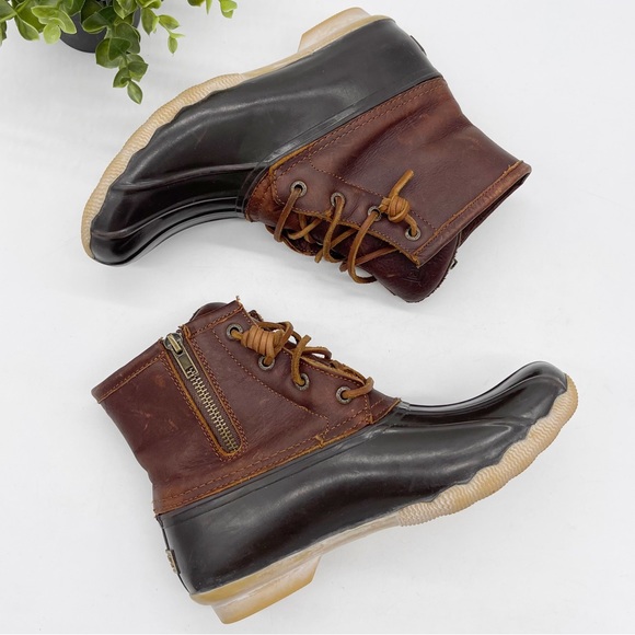 Sperry Womens Saltwater Duck Boot Waterproof Leather Rubber size 7 Brown Outdoor - Picture 9 of 11